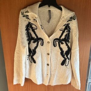 Raquel Allegra Cream and Black Horse Cardigan